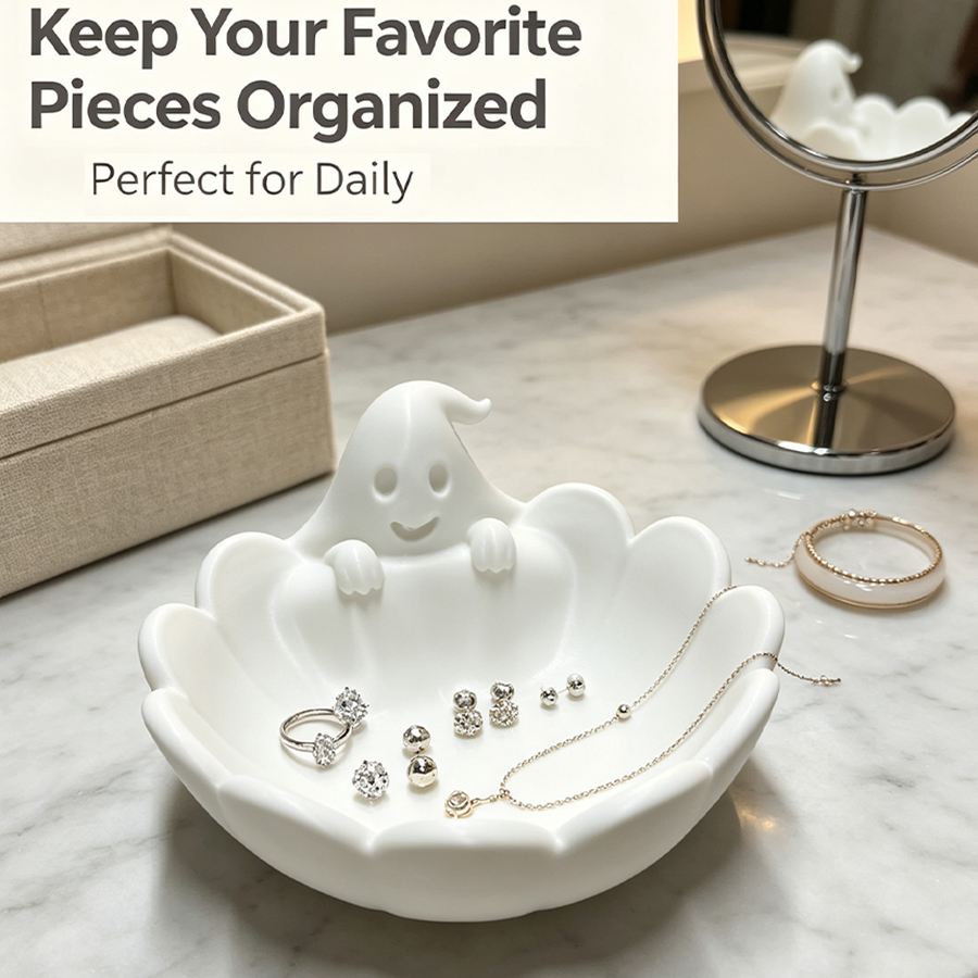 Home Essentials Bathroom Storage - Nampan Perhiasan 3D Bentuk Hantu Lucu